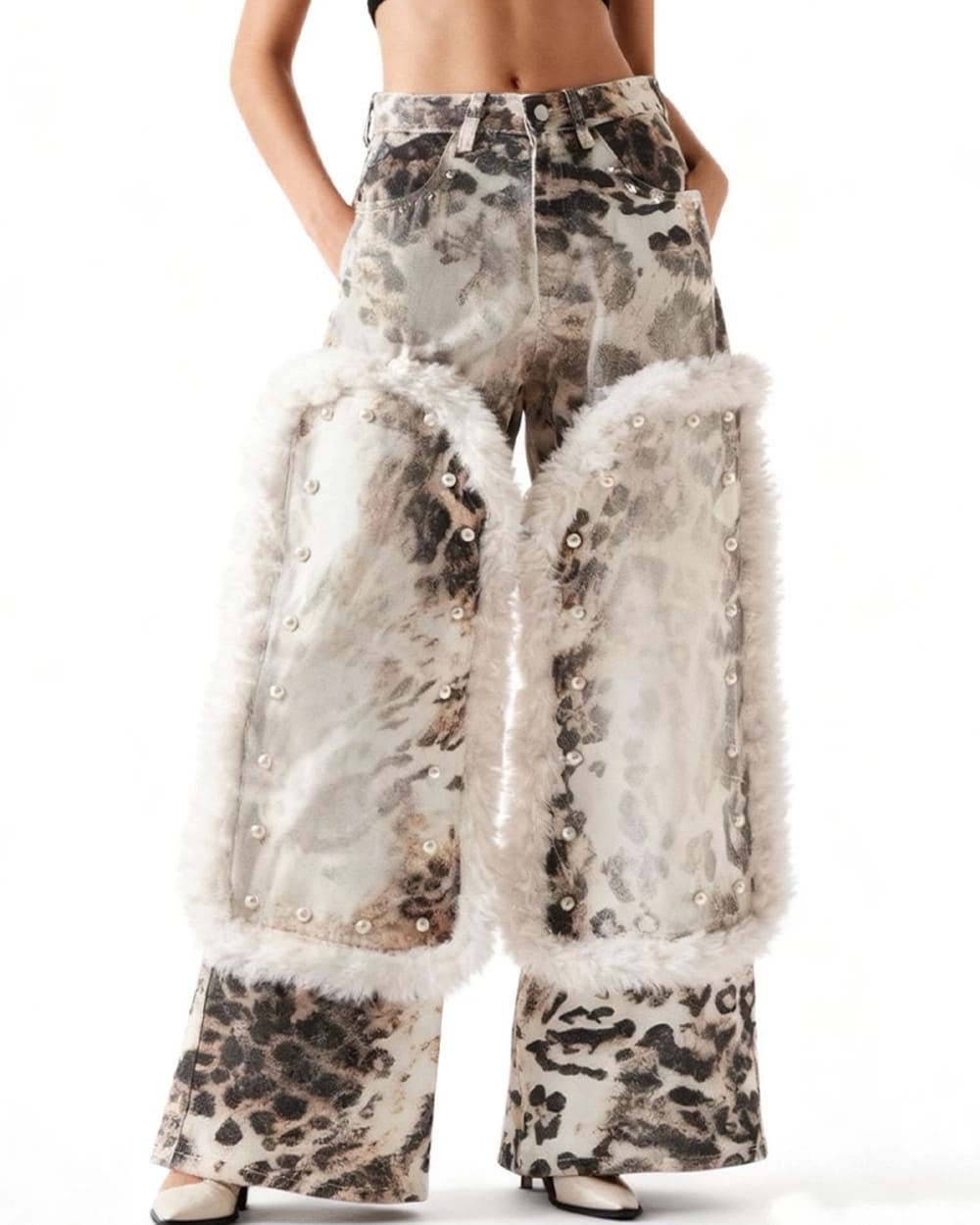 faux fur leopard pants boogzel clothing