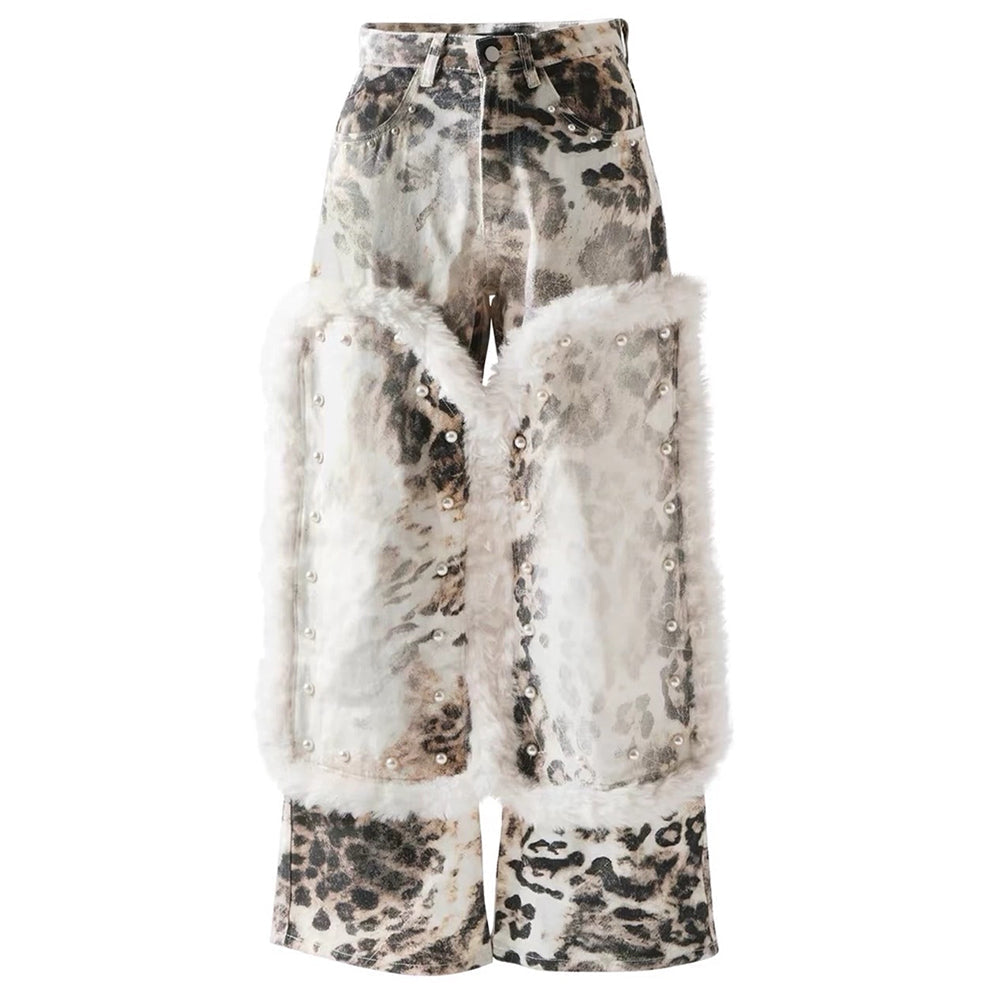 faux fur leopard pants boogzel clothing