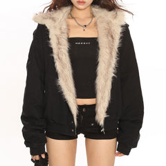faux fur collar bomber jacket boogzel clothing
