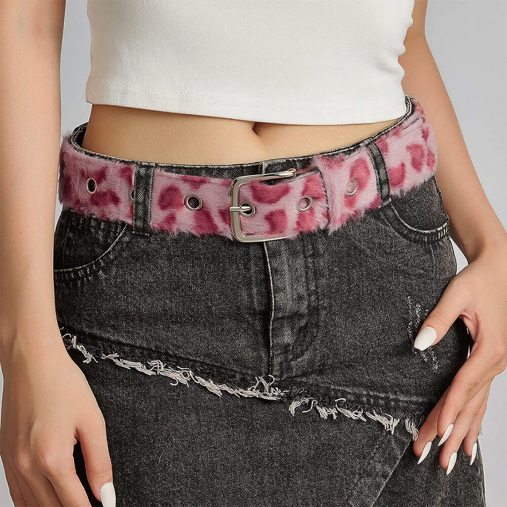 faux fur leopard belt boogzel clothing