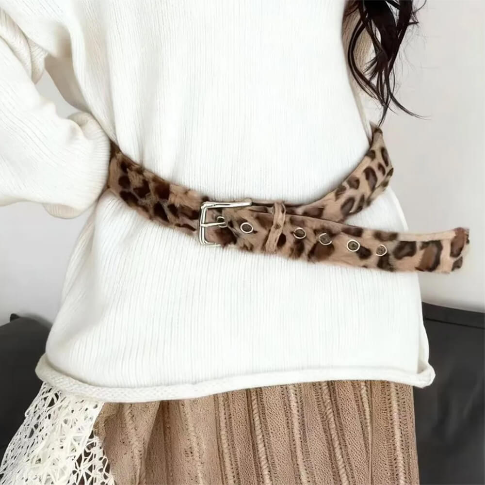 faux fur leopard belt boogzel clothing