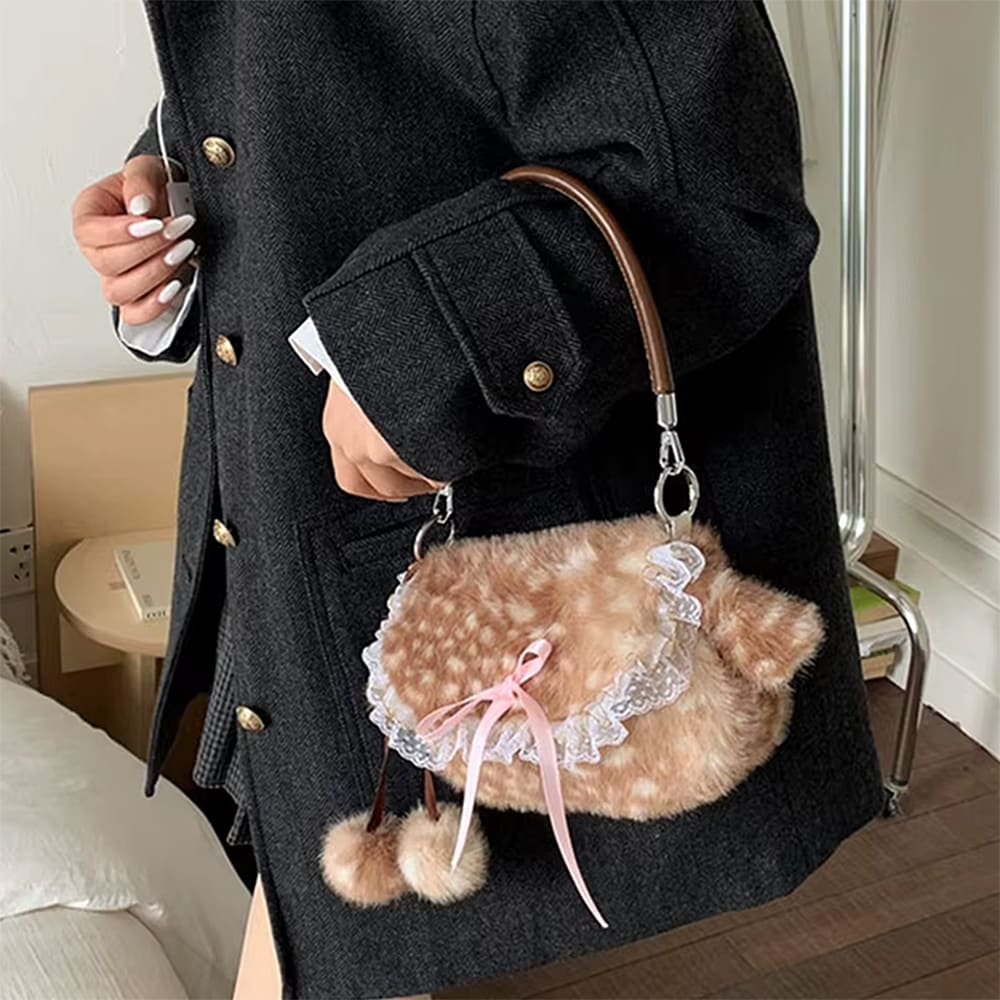 fawn fluffy shoulder bag boogzel clothing