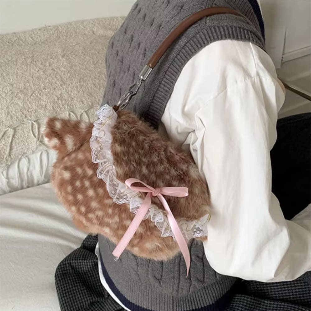fawn fluffy shoulder bag boogzel clothing