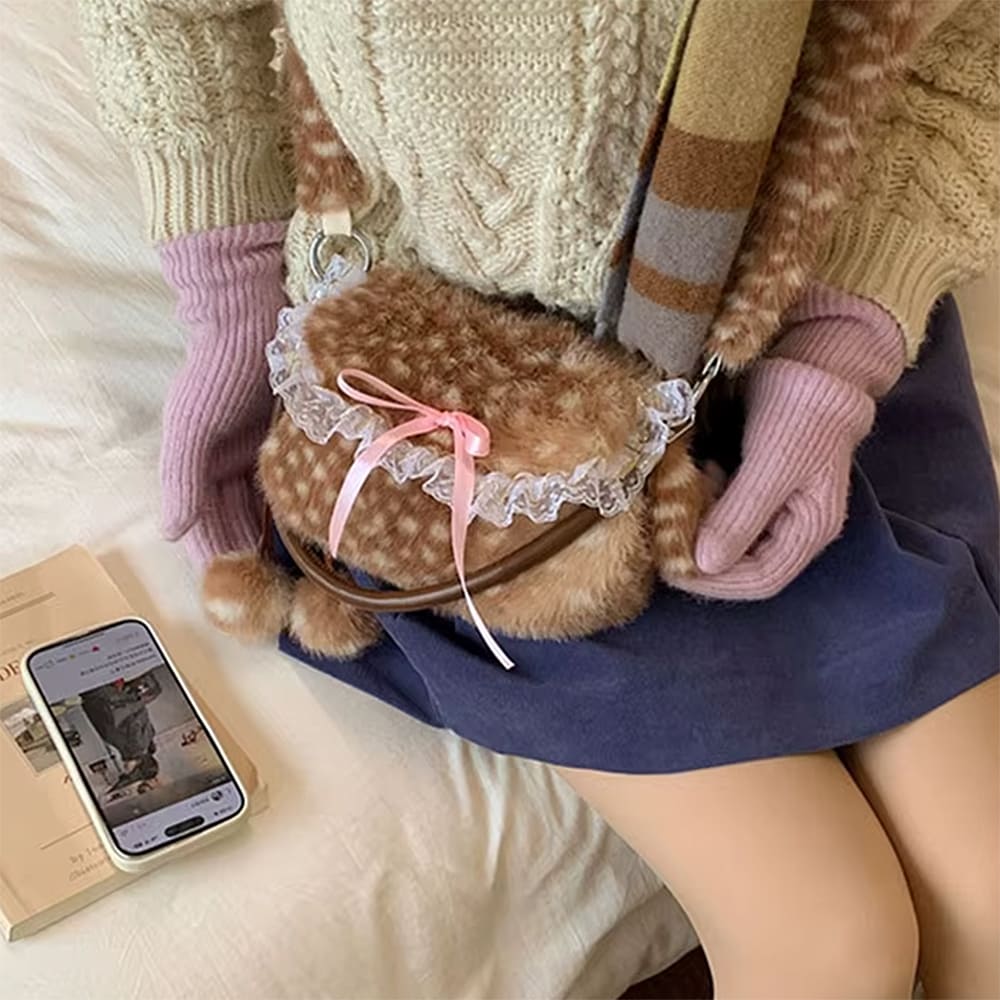 fawn fluffy shoulder bag boogzel clothing