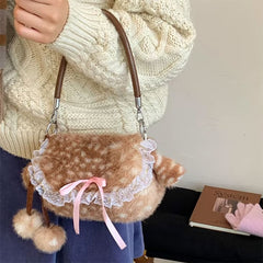 fawn fluffy shoulder bag boogzel clothing