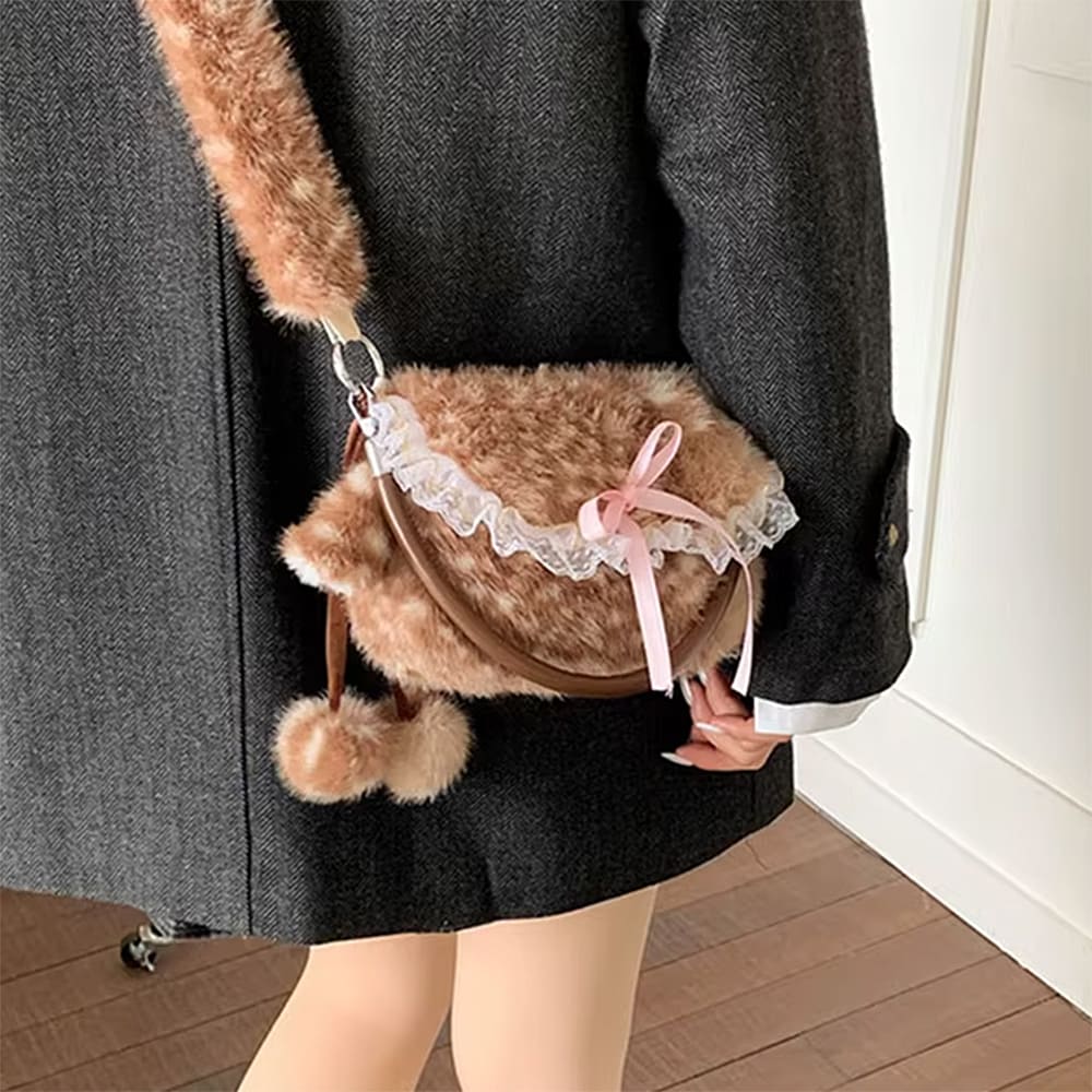 fawn fluffy shoulder bag boogzel clothing