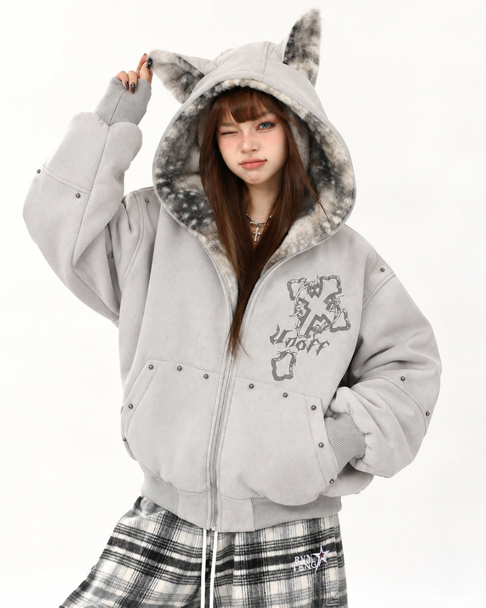 fawn ear grunge hooded jacket boogzel clothing