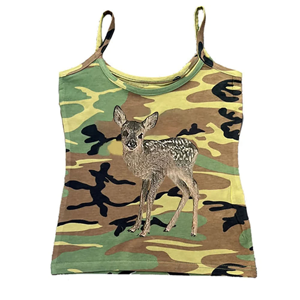 fawn print camouflage tank top boogze clothing