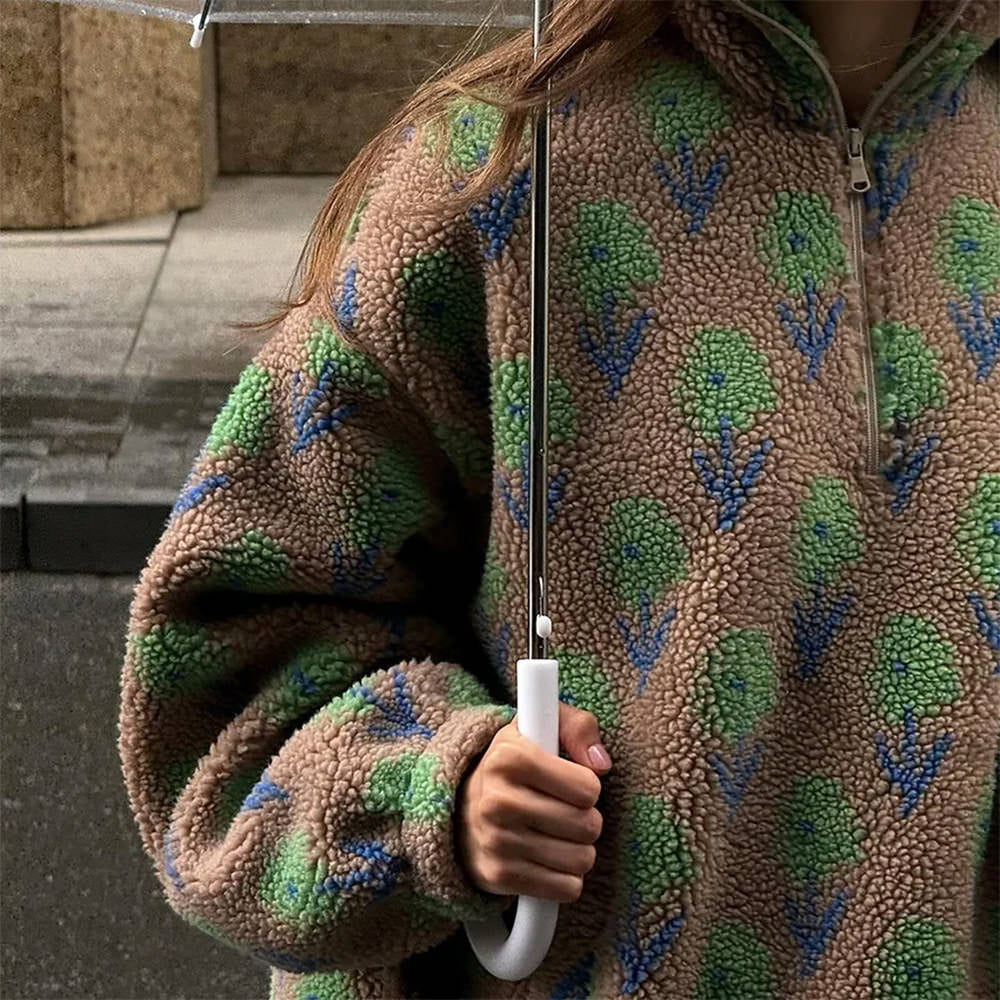 floral zip up fleece sweatshirt boogzel clothing
