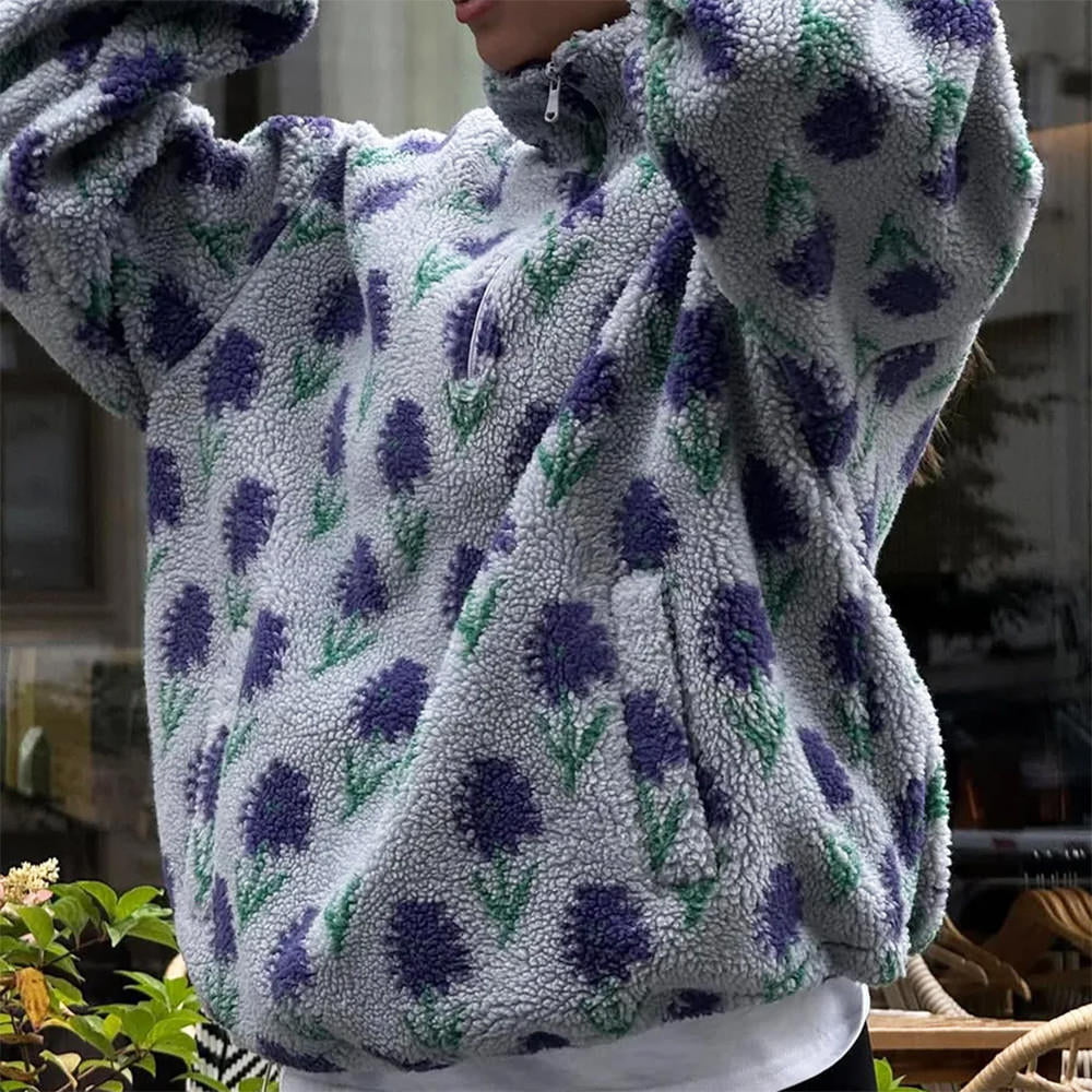 floral zip up fleece sweatshirt boogzel clothing