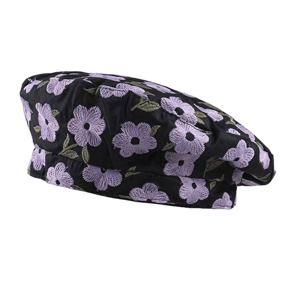 floral embroidery beret hat boogzel clothing