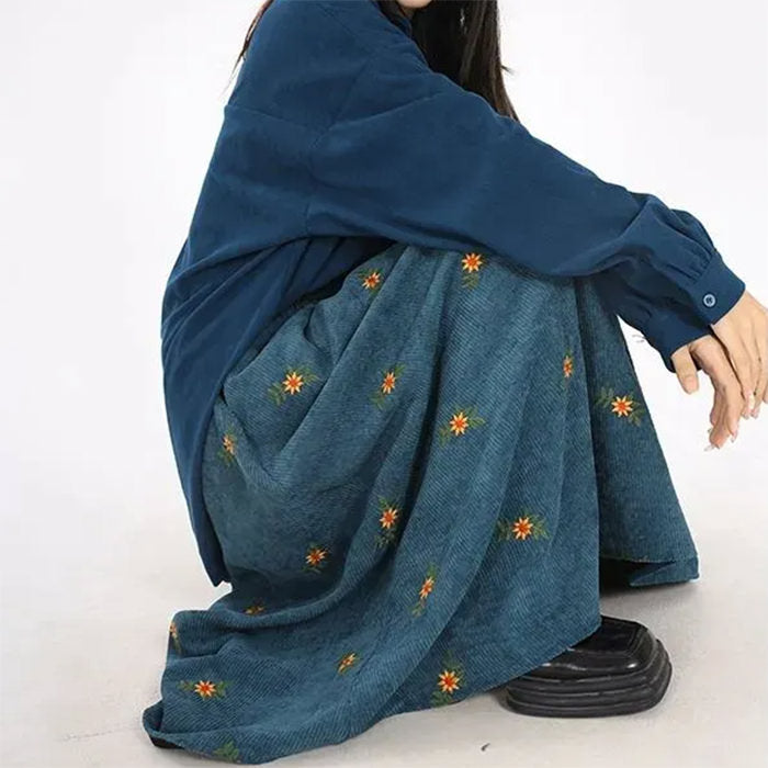 floral embroidery corduroy skirt boogzel clothing
