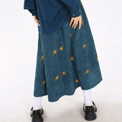 floral embroidery corduroy skirt boogzel clothing