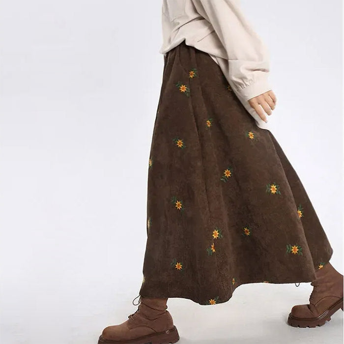 floral embroidery corduroy skirt boogzel clothing