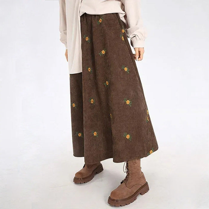 floral embroidery corduroy skirt boogzel clothing