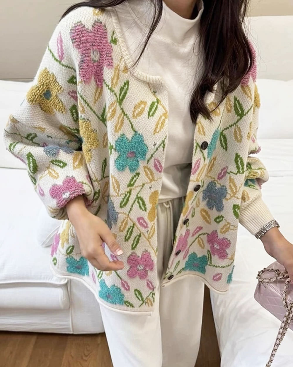 floral knit jacket boogzel clothing