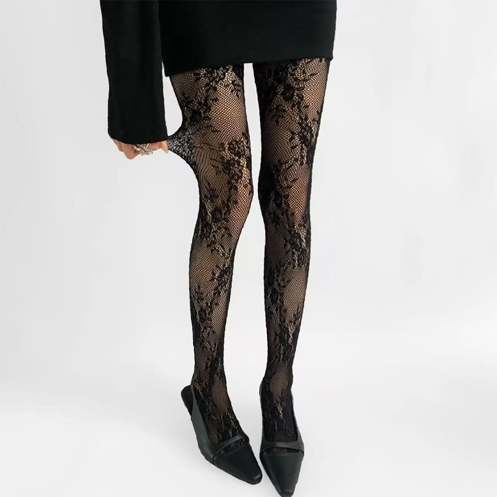 floral lace patterned tights boogzel clothing