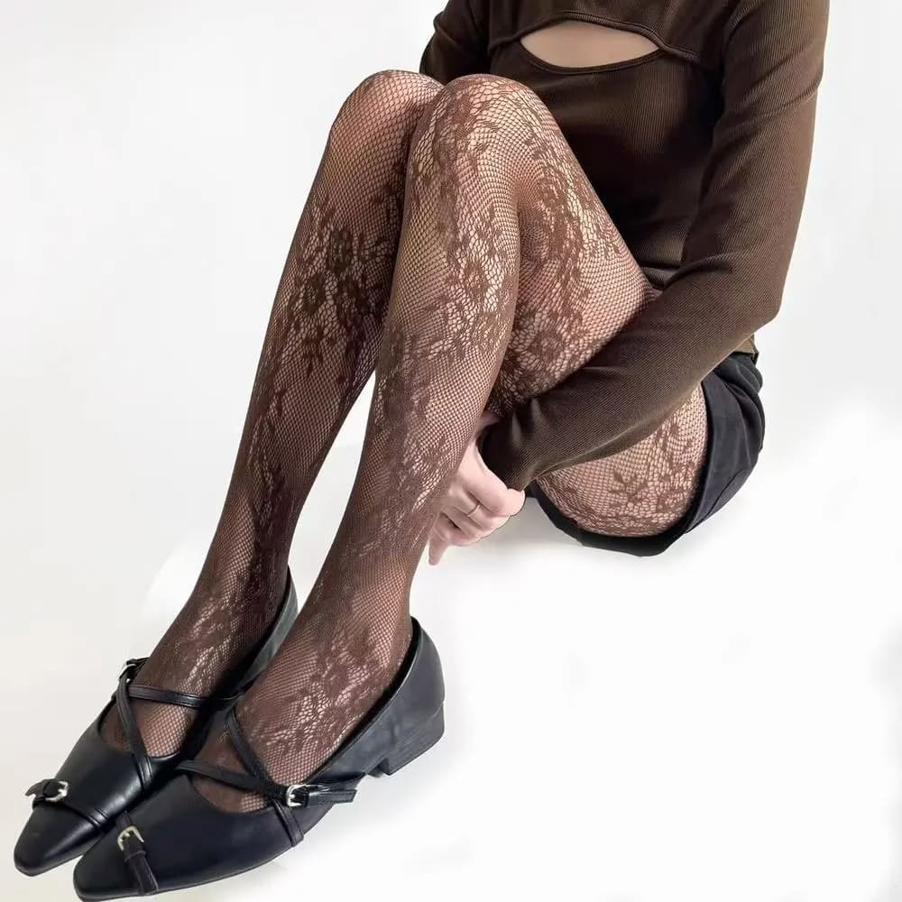floral lace patterned tights boogzel clothing