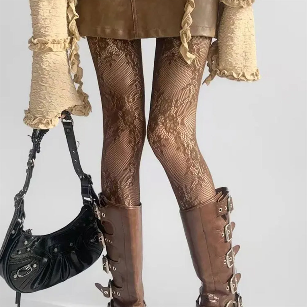 floral lace patterned tights boogzel clothing