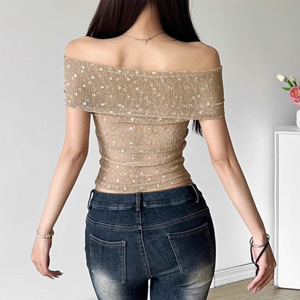 rose off shoulder mesh top boogzel clothing