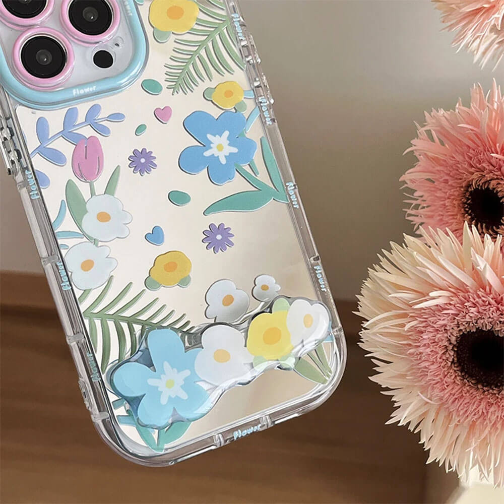 flowers pattern iphone case with holder boogzel clothing