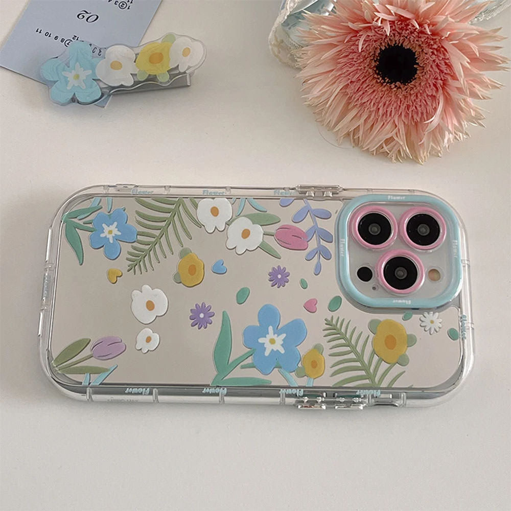 flowers pattern iphone case with holder boogzel clothing