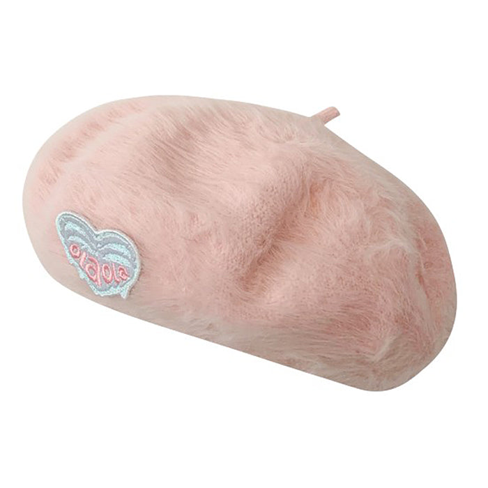 fluffy beret with heart patch boogzel clothing