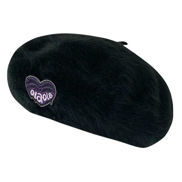 fluffy beret with heart patch boogzel clothing