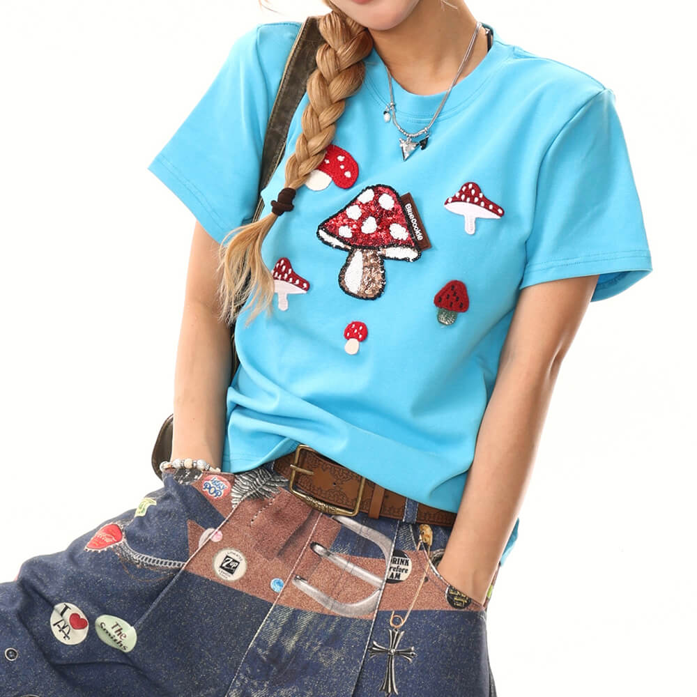 forest fairy mushroom sequin t-shirt boogzel clothing