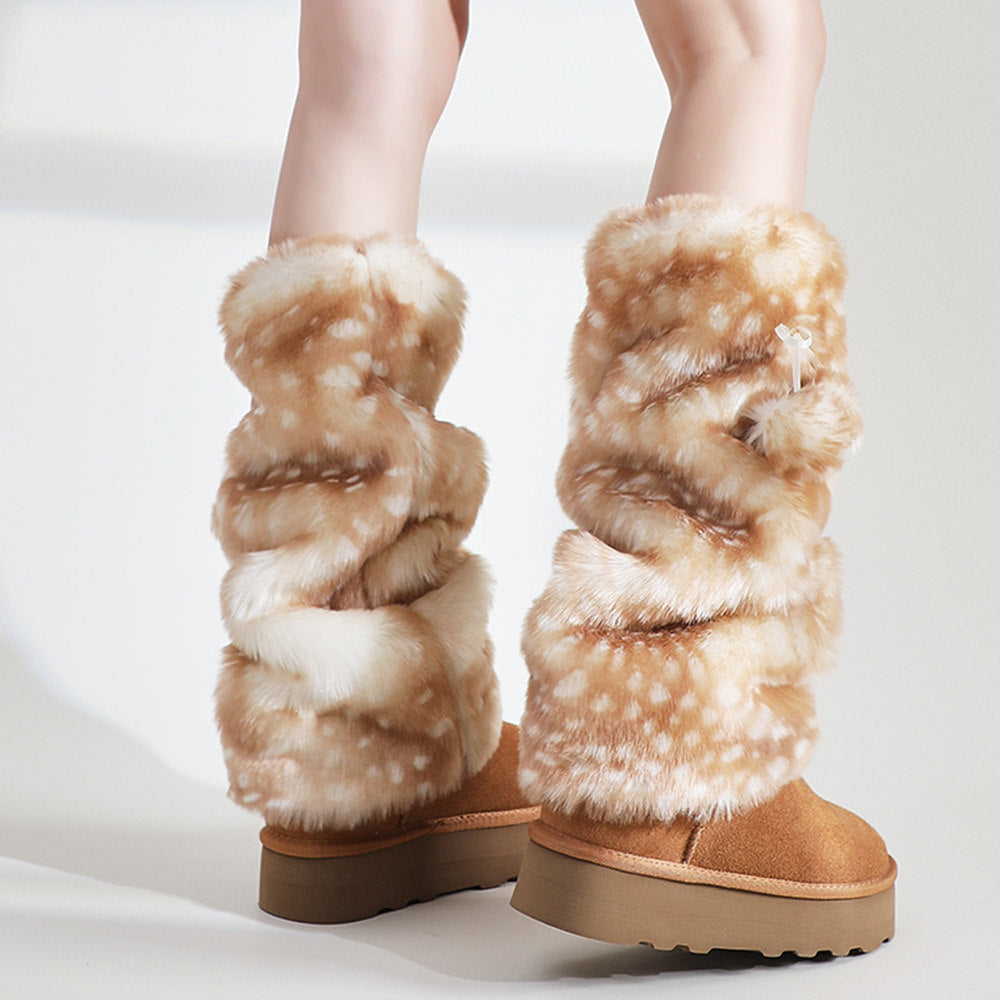 forest fawn fluffy leg warmers boogzel clothing