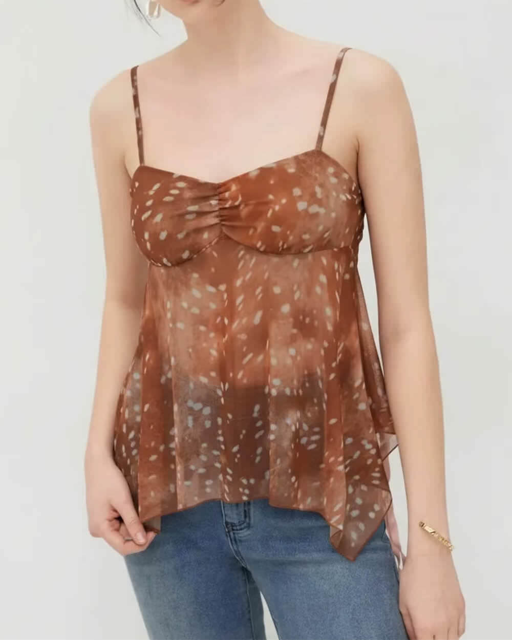 forest fawn print mesh top boogzel clothing