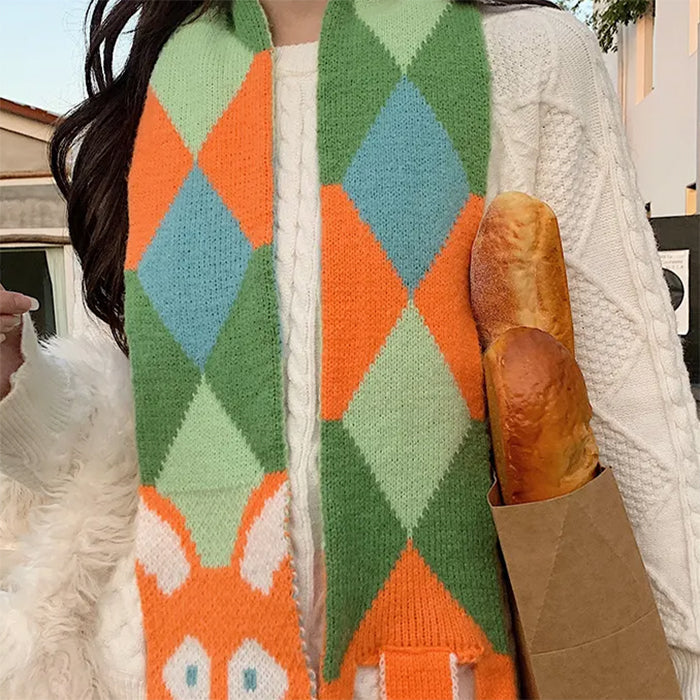 fox knitted scarf boogzel clothing
