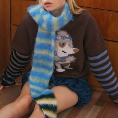 frazzled english woman striped scarf boogzel clothing