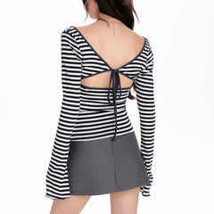 french girl off shoulder striped top boogzel clothing