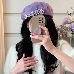 french girl rhinestone beret boogzel clothing