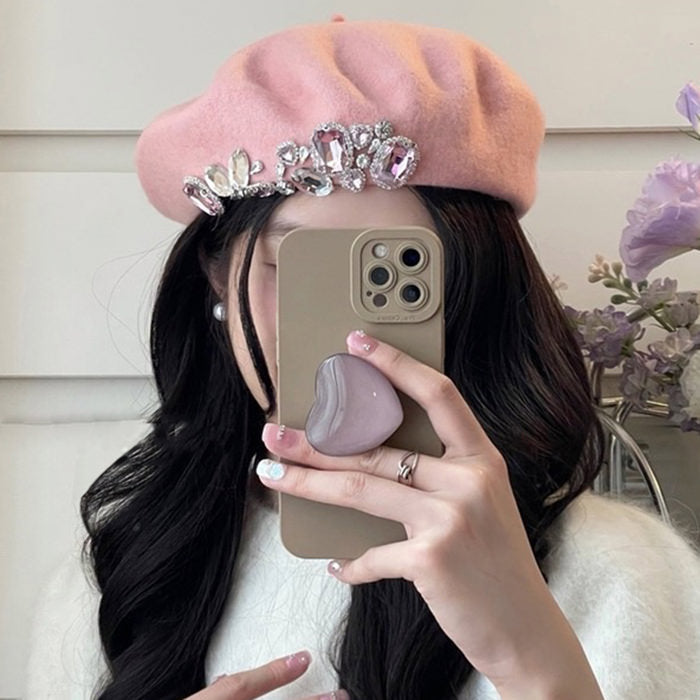 french girl rhinestone beret boogzel clothing
