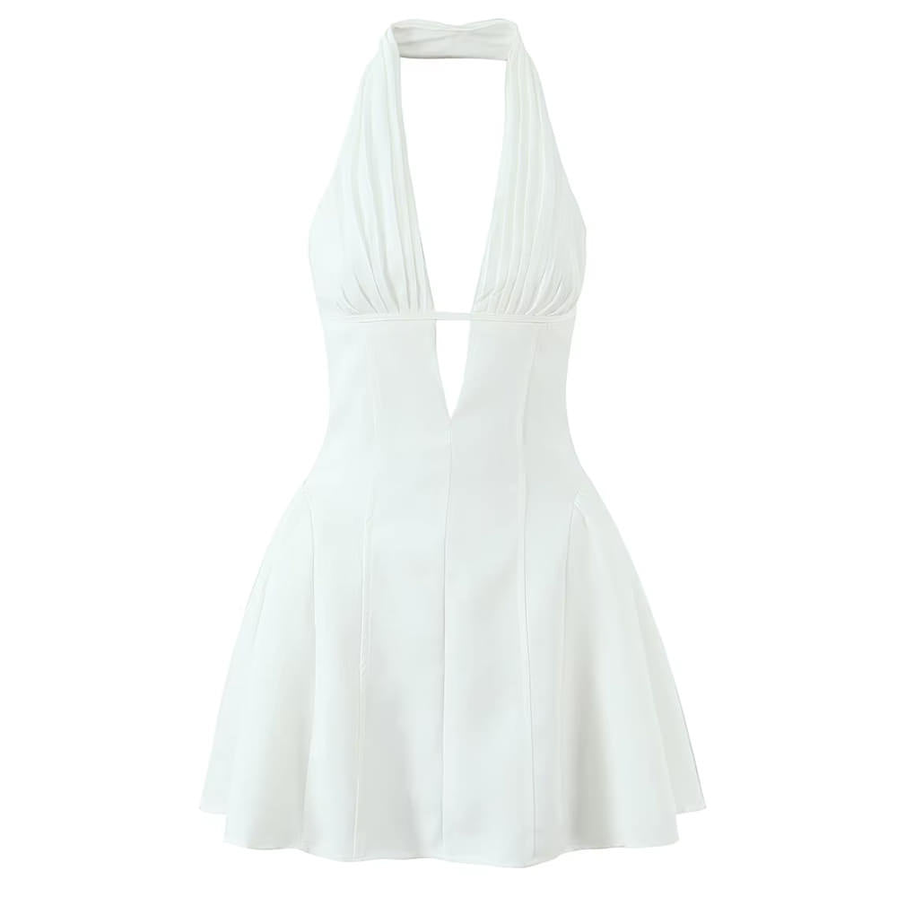 french girl v-neck halter dress boogzel clothing