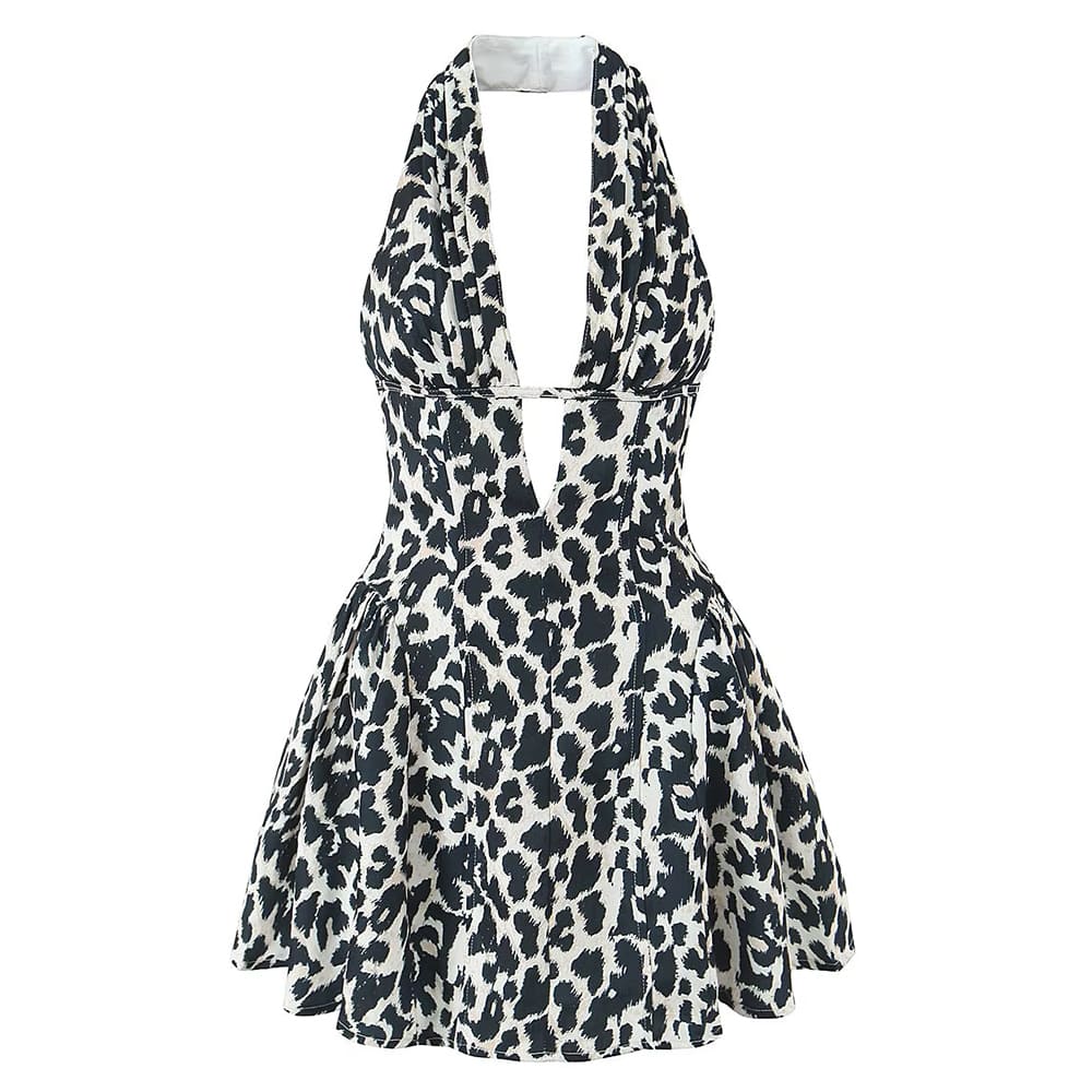 french girl v-neck halter dress boogzel clothing