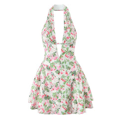 french girl v-neck halter dress boogzel clothing