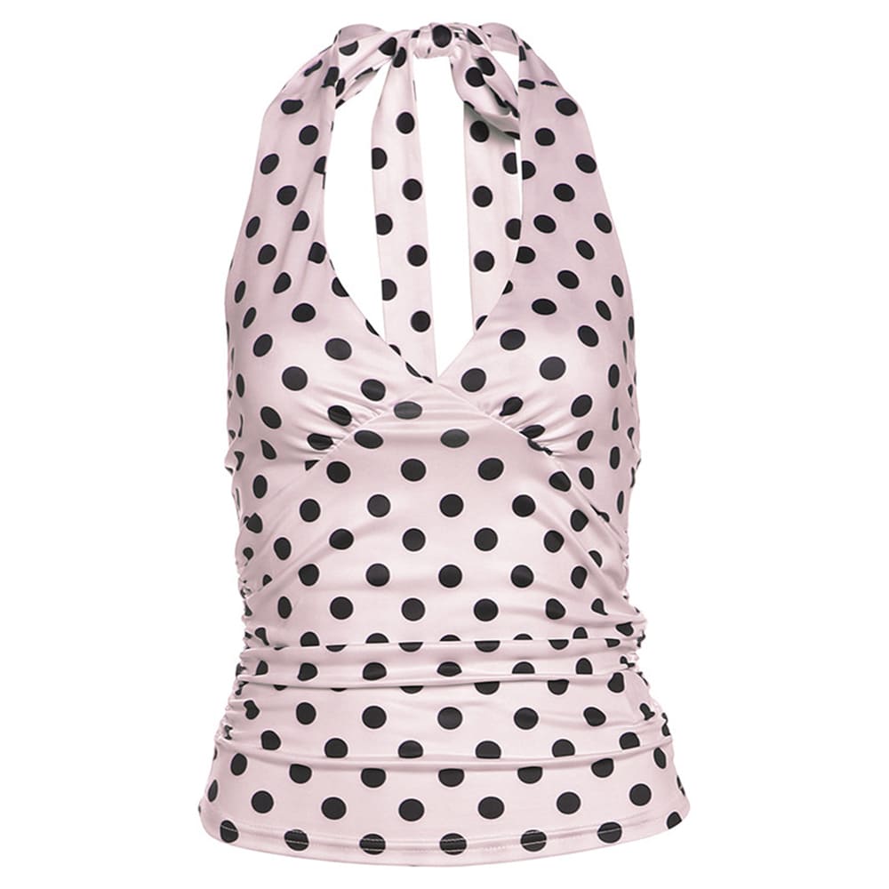 french summer polka dot halter top boogzel clothing