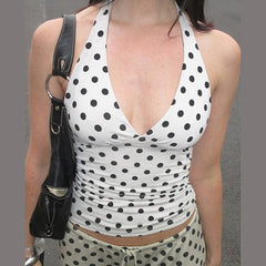 french summer polka dot halter top boogzel clothing