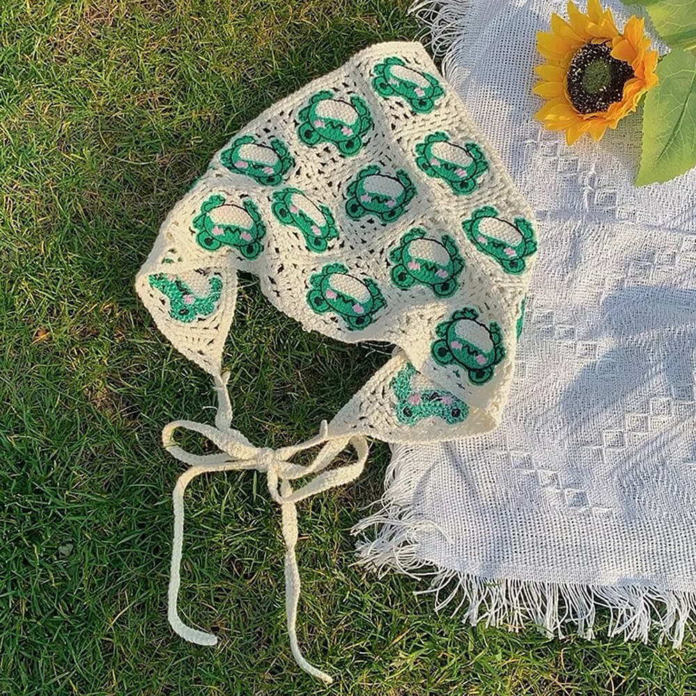 frog crochet triangle bandana boogzel clothing