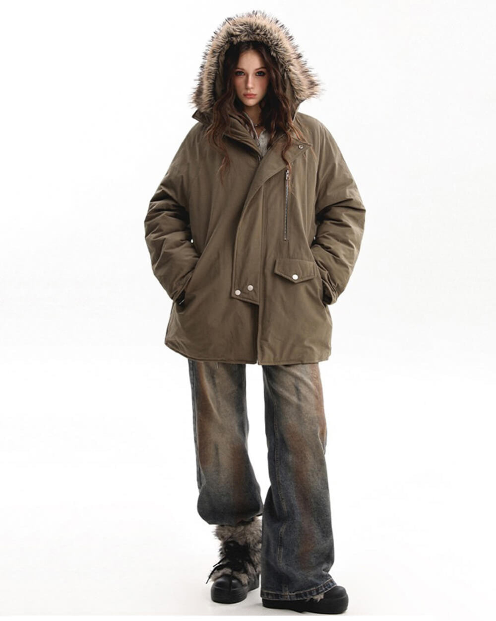 fur trim parka coat jacket boogzel clothing