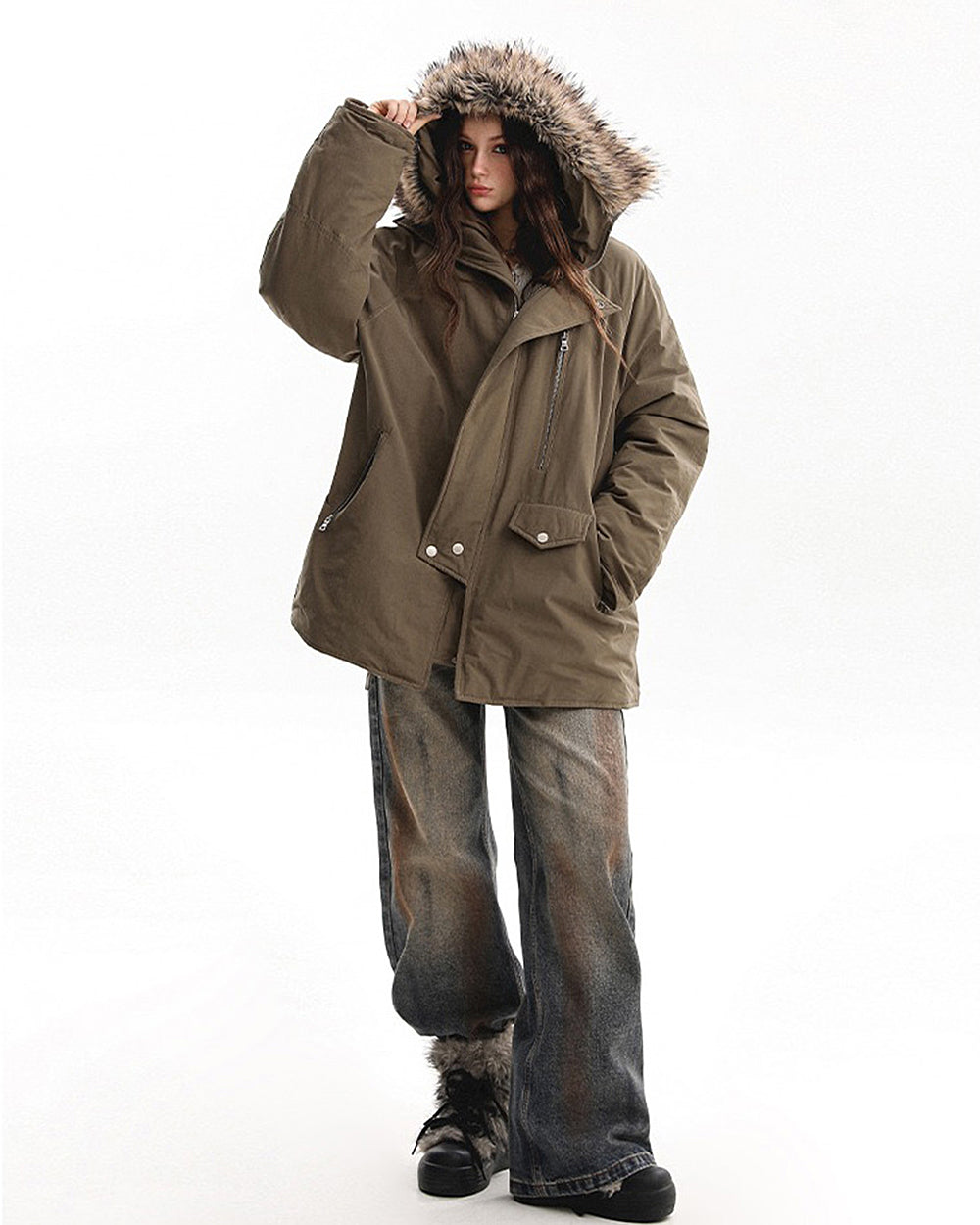 fur trim parka coat jacket boogzel clothing