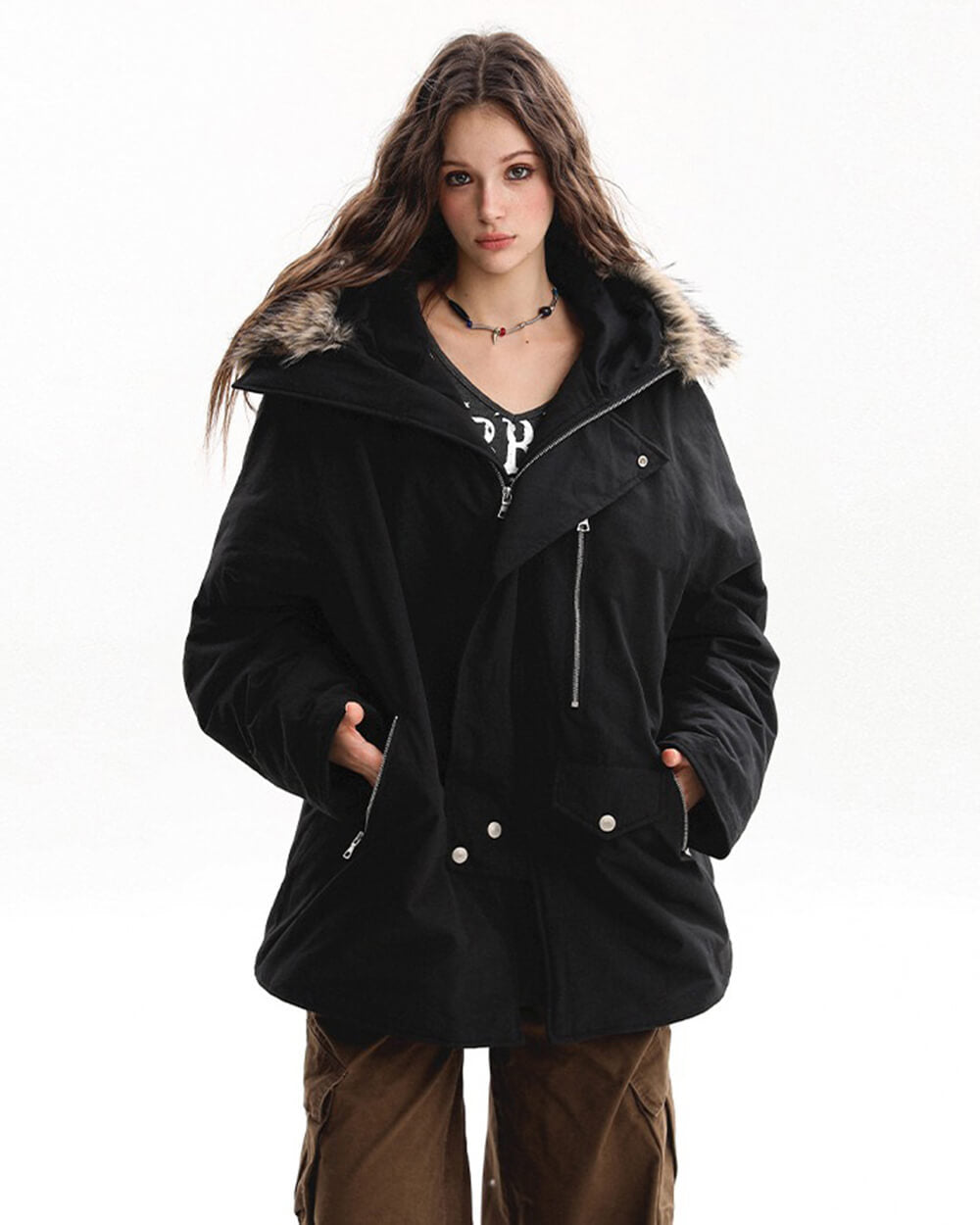 fur trim parka coat jacket boogzel clothing