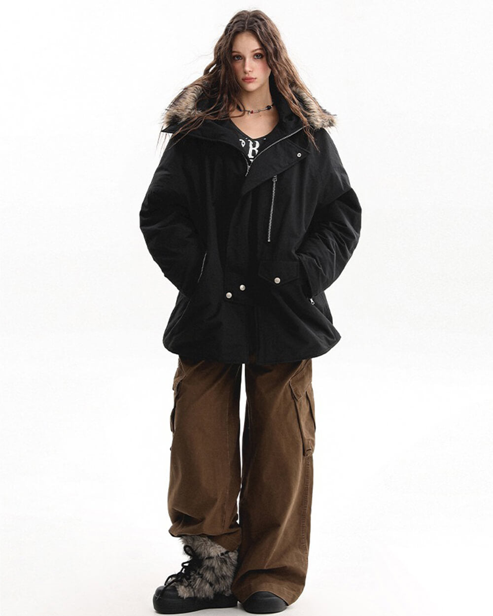fur trim parka coat jacket boogzel clothing
