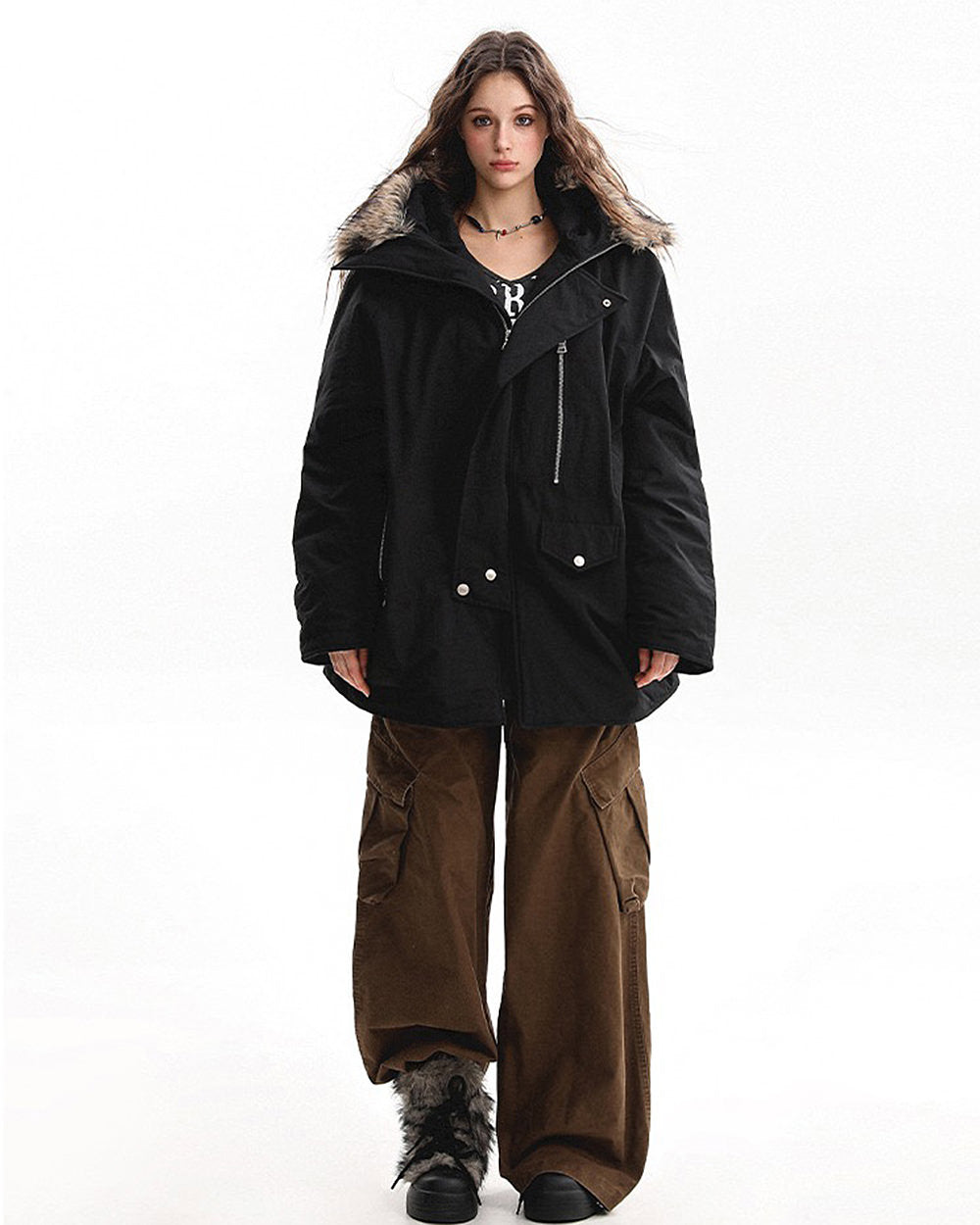 fur trim parka coat jacket boogzel clothing