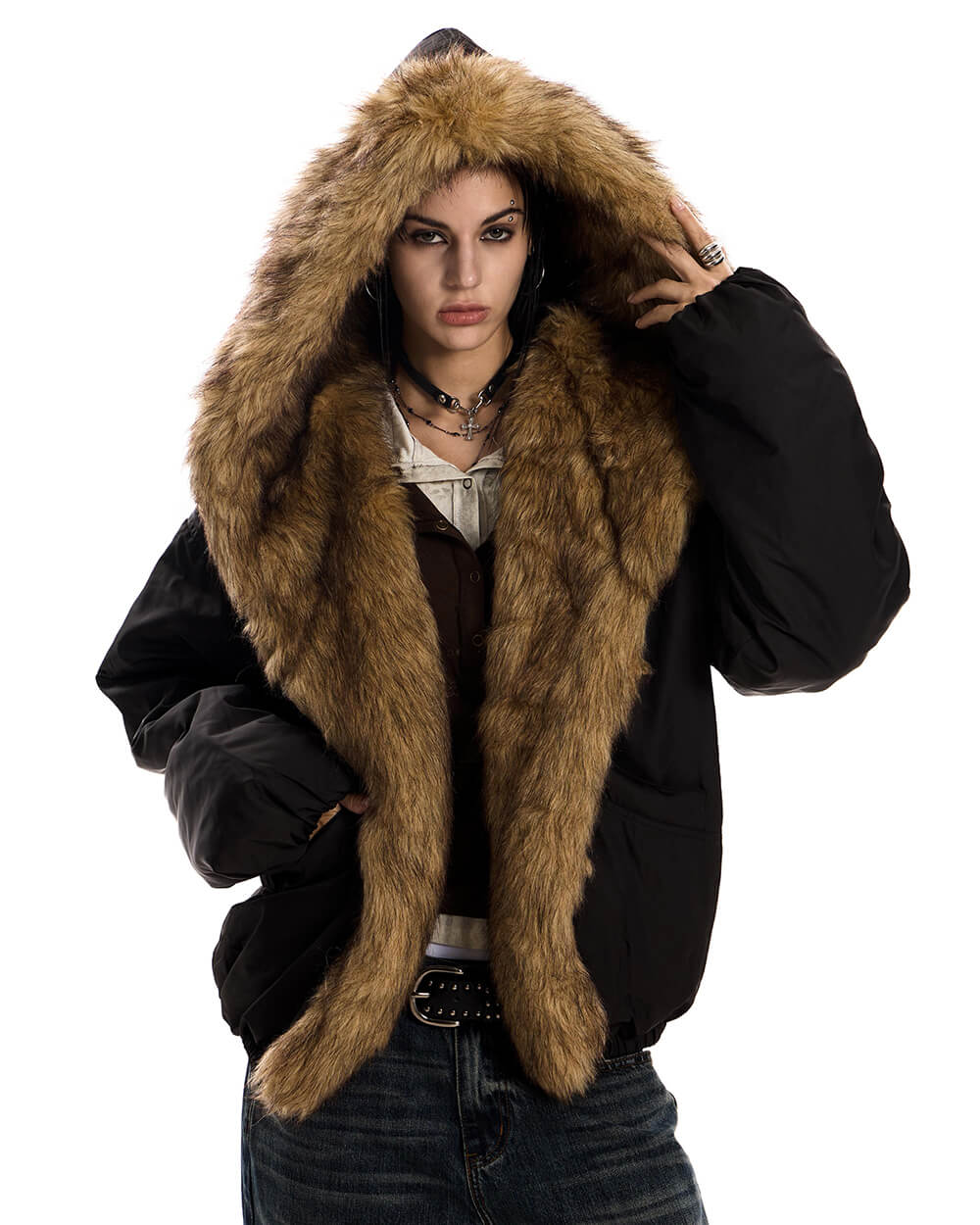 fur trim winter jacket boogzel clothing