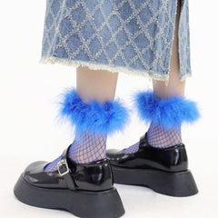 furry fishnet ankle socks boogzel clothing