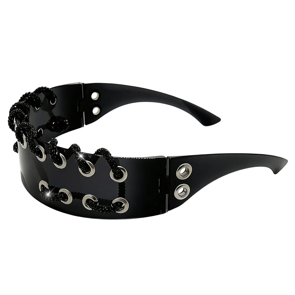 futuristic laced shield sunglasses boogzel clothing